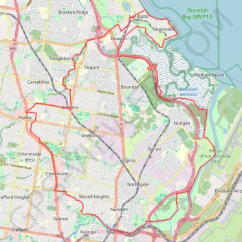 Trace GPS Aspley - Shorncliffe, itinéraire, parcours