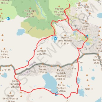 Trace GPS Pic de Certascan depuis Gérac, itinéraire, parcours