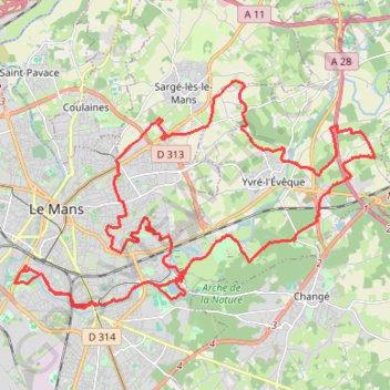 Trace GPS 2019-02-12 ST - Yvre, itinéraire, parcours