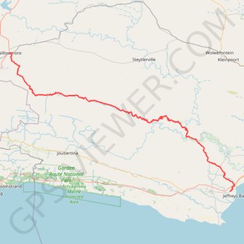 Trace GPS Willowmore - Jeffreys Bay, itinéraire, parcours