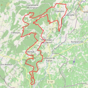 Trace GPS Montségur-sur-Lauzon, itinéraire, parcours