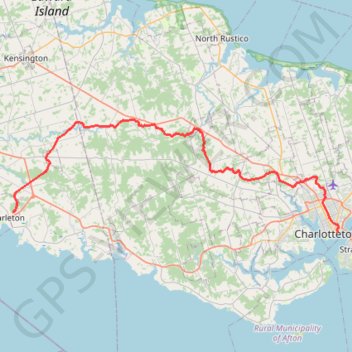 Trace GPS Borden-Carleton - Charlottetown, itinéraire, parcours