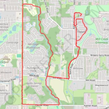 Trace GPS 10 Mile Run, Madison AL, itinéraire, parcours