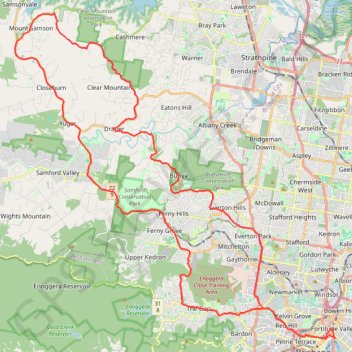 Trace GPS Brisbane - Samford Conservation Park, itinéraire, parcours