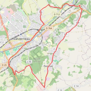 Trace GPS Autour de Landerneau, itinéraire, parcours