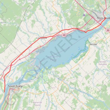 Trace GPS Lanoraie - Trois-Rivières, itinéraire, parcours