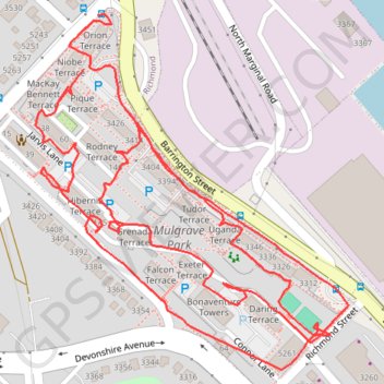 Trace GPS Mulgrave park on foot, itinéraire, parcours