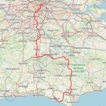 Trace GPS Newhaven Londres, itinéraire, parcours