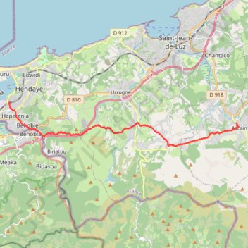 Trace GPS 2022-08-19 de 06h4919 a 10h3544 -Rando Ascain à Hendaye - GT820, itinéraire, parcours