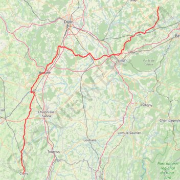Trace GPS Gy-Cluny, itinéraire, parcours
