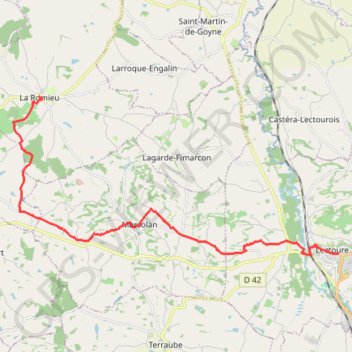 Trace GPS Lectoure-La-Romieu, itinéraire, parcours