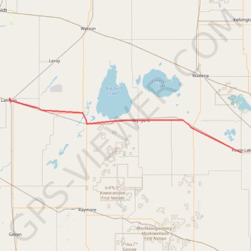 Trace GPS Lanigan - Foam Lake, itinéraire, parcours