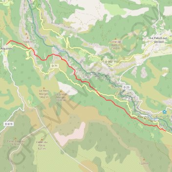 Trace GPS Verdon - d'Aiguines aux Cavaliers, itinéraire, parcours