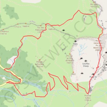 Trace GPS Le Mont Ceint ou Pic de Girantes, itinéraire, parcours