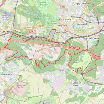 Trace GPS Plan d'Eau des Suisses - Bois de Satory - Forêt de Versailles - Bois St-Martin, itinéraire, parcours