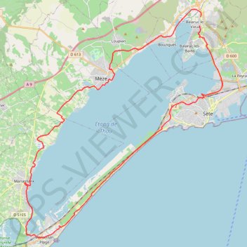 Trace GPS Tour de l'étang de Thau, itinéraire, parcours
