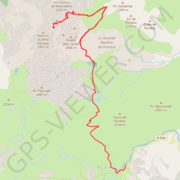 Trace GPS Pic du Midi d'Ossau, itinéraire, parcours