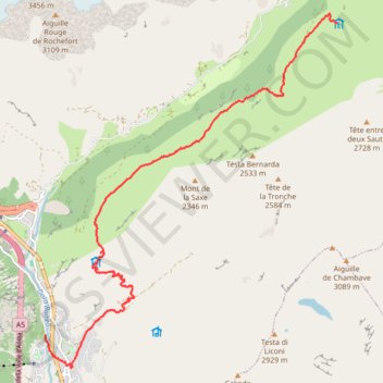 Trace GPS Courmayeur Randonnée, itinéraire, parcours