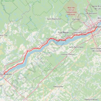 Trace GPS Trois-Rivières - Québec, itinéraire, parcours