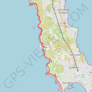 Trace GPS Randonnée a Quiberon, itinéraire, parcours