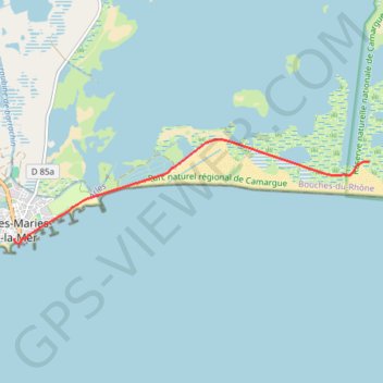 Trace GPS Digue de la mer - Les Saintes-Maries-de-la-Mer, itinéraire, parcours