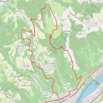 Trace GPS Pilat-Ampuis-Côte Rôtie, itinéraire, parcours