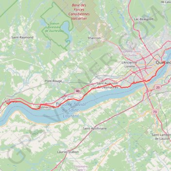 Trace GPS Portneuf - Québec, itinéraire, parcours
