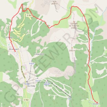 Trace GPS Souliers - Brunissard (Tour du Queyras), itinéraire, parcours