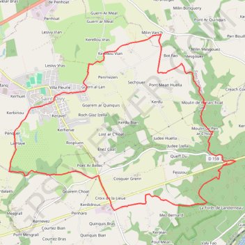 Trace GPS Autour de Saint-Divy par la forêt de Landerneau, itinéraire, parcours