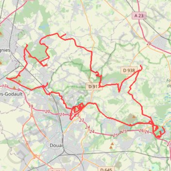 Trace GPS De Rieulay à Pecquencourt, itinéraire, parcours