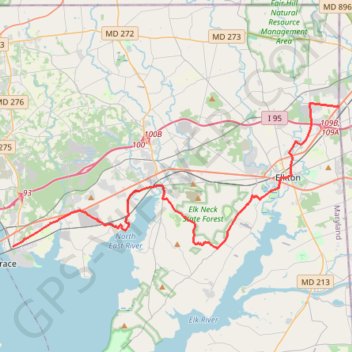 Trace GPS East Coast Greenway from Perryville to Newark, itinéraire, parcours