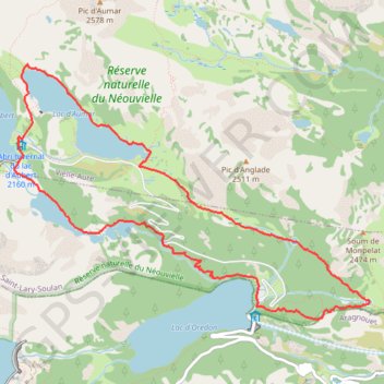 Trace GPS Les lacs de la Réserve Naturelle de Néouvielle, itinéraire, parcours