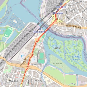 Trace GPS Itinéraire de HENDAYE Gare SNCF à 43.34137404812285, -1.7903626300124234, itinéraire, parcours