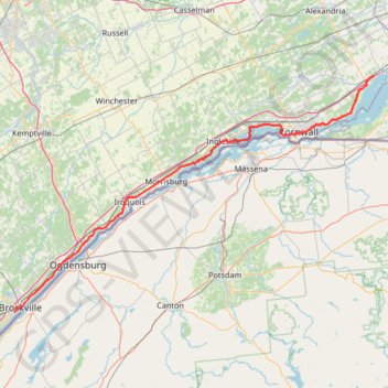 Trace GPS Brockville - Lancaster, itinéraire, parcours