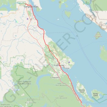 Trace GPS Fanny Bay - Campbell River, itinéraire, parcours