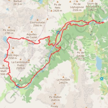 Trace GPS Cauteret - Tour des Lacs Embarrat Pourtet et Nère, itinéraire, parcours