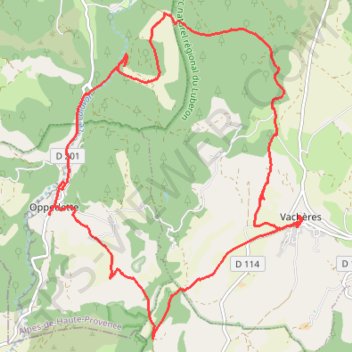 Trace GPS Oppédette - Vachères, itinéraire, parcours