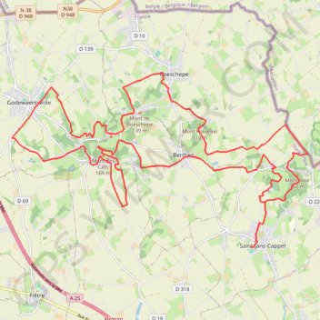 Trace GPS Circuit 2 La cordillère des Monts - In Flanders Trails, itinéraire, parcours