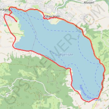 Trace GPS Suisse, Ägerisee, crochet par la plage, itinéraire, parcours