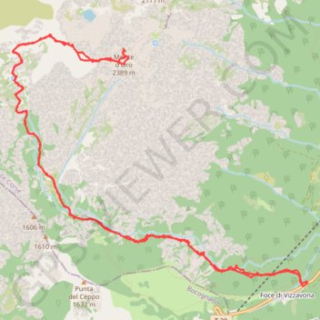 Trace GPS Monte d'Oro, itinéraire, parcours