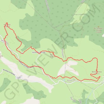 Trace GPS Hauskoa, Etsula, Bohorkortea en circuit depuis le Col de Landerre, itinéraire, parcours