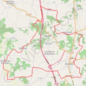 Trace GPS Mirambeau 32 kms, itinéraire, parcours