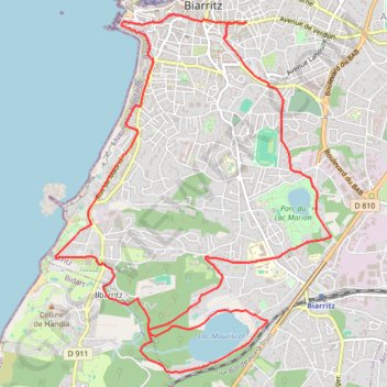 Trace GPS Biarritz Mouriscot, itinéraire, parcours