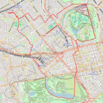 Trace GPS Regent's Park and Hyde Park Loop, itinéraire, parcours