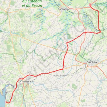 Trace GPS 1 Hautteville Isigny, itinéraire, parcours