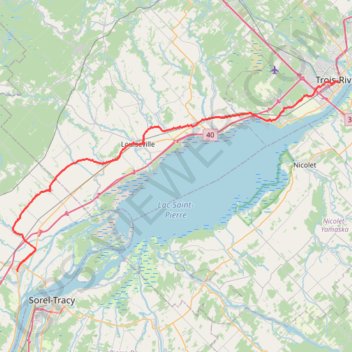 Trace GPS Berthierville - Trois-Rivières, itinéraire, parcours