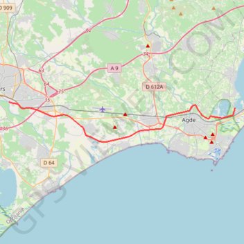 Trace GPS Canal du midi Beziers - Marseillan, itinéraire, parcours