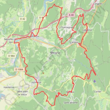 Trace GPS Tour de la vallée de l'Ain au Pays de Cerdon (Ain), itinéraire, parcours