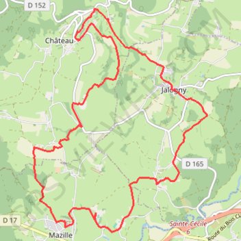 Trace GPS Circuit Mazille -Vaux -Jalogny-Château, itinéraire, parcours