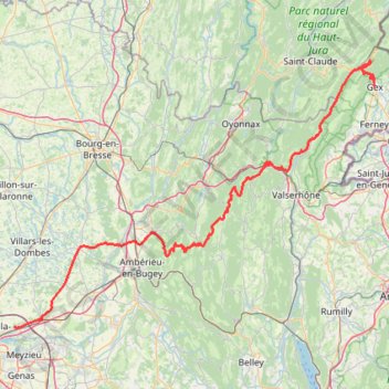 Trace GPS Saint-Maurice-de-Beynost → Gex, itinéraire, parcours